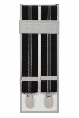 Black With Grey Stripe Trouser Braces Suspenders